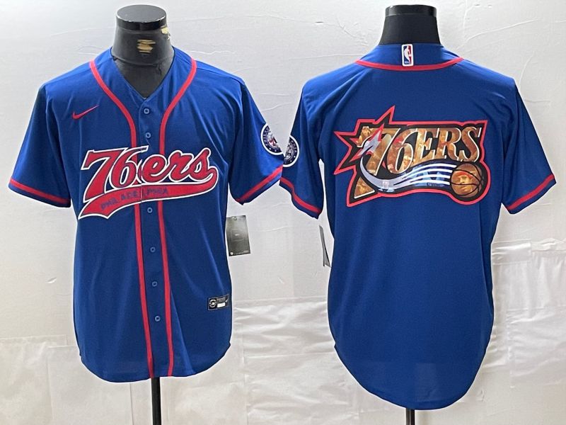 Men Philadelphia 76ers Blank Blue Jointly 2024 Nike NBA Jersey style 3->philadelphia 76ers->NBA Jersey